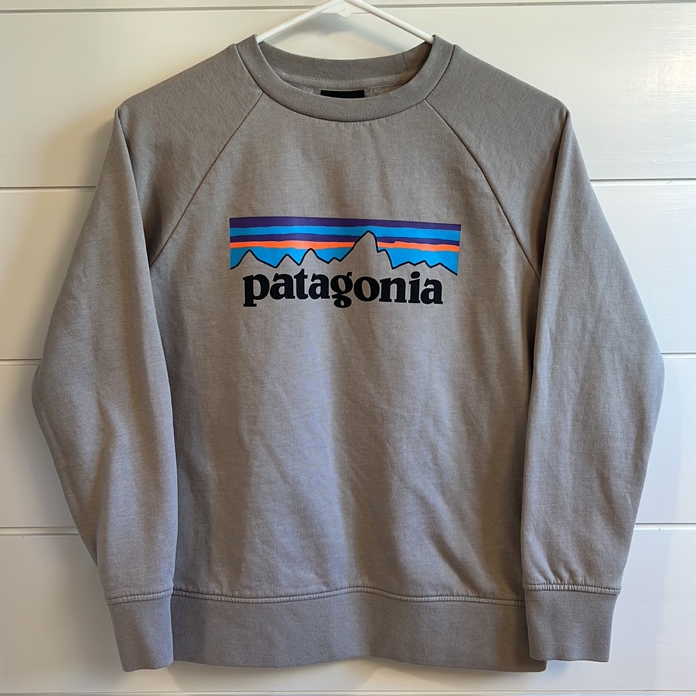 Patagonia Organic logo sweatshirt, Grey, unisex, Youth L